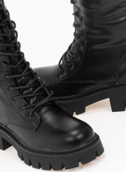 The Fashion Project Μπότες με κορδόνια και φερμουάρ - Μαύρο -Κατάστημα TheFashionProject all day mpotes me kordonia 97501 sksh
