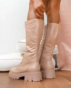 The Fashion Project Μπότες με κορδόνια και φερμουάρ - Μπεζ -Κατάστημα TheFashionProject all day mpotes me kordonia 97502 6d0t