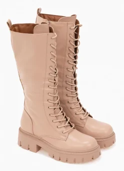 The Fashion Project Μπότες με κορδόνια και φερμουάρ - Μπεζ -Κατάστημα TheFashionProject all day mpotes me kordonia 97502 vty7