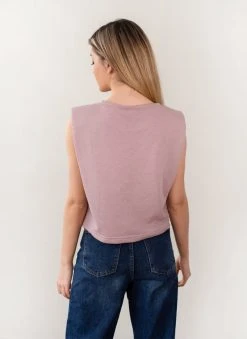 Noobass Μπλούζα Cropped με βάτες - Μωβ ανοιχτό -Κατάστημα TheFashionProject amaniko cropped fouteraki me vates 88563 55vz