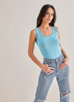 The Fashion Project Μπλούζα αθλητική - Γαλάζιο 10 The Fashion Project Μπλούζα αθλητική - Γαλάζιο -Κατάστημα TheFashionProject basic amaniko athlitiko top 89829 809b