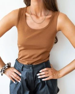 The Fashion Project Μπλούζα αθλητική - Καφέ -Κατάστημα TheFashionProject basic amaniko athlitiko top 89832 87g0