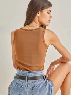 The Fashion Project Μπλούζα αθλητική - Καφέ -Κατάστημα TheFashionProject basic amaniko athlitiko top 89832 obl6