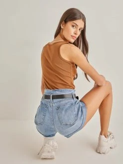 The Fashion Project Μπλούζα αθλητική - Καφέ -Κατάστημα TheFashionProject basic amaniko athlitiko top 89832 oxbg