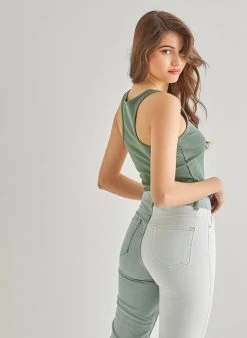 The Fashion Project Μπλούζα με αθλητική πλάτη - Χακί -Κατάστημα TheFashionProject basic amaniko topaki me athlitiki plati 88925 1xfs