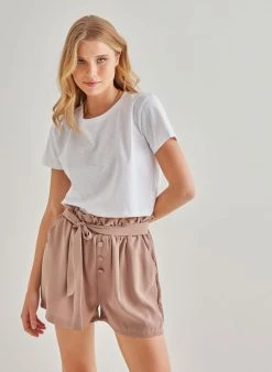 Noobass T-shirt σε Cropped γραμμή - Λευκό