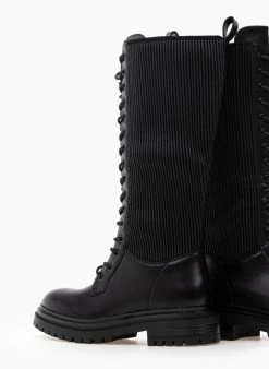 The Fashion Project Μπότες με κορδόνια και ελαστική γάμπα - Μαύρο -Κατάστημα TheFashionProject combat mpotes me elastiki gampa 97574 12yw