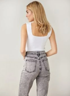 The Fashion Project Πλεκτό τοπ με καρέ λαιμόκοψη - Λευκό -Κατάστημα TheFashionProject crop top me rimp pleksi 111830 3bh7