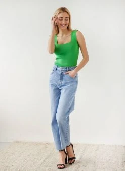 The Fashion Project Πλεκτό τοπ με καρέ λαιμόκοψη - Πράσινο -Κατάστημα TheFashionProject crop top me rimp pleksi 111833 5tj9