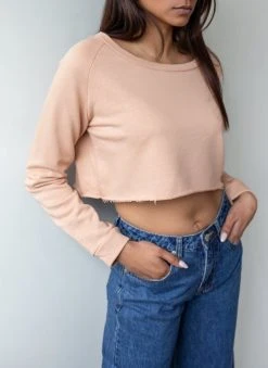 The Fashion Project Φούτερ Cropped με ανοιχτή λαιμόκοψη - Caramel -Κατάστημα TheFashionProject cropped fouter me anoixti laimokopsi 88232 rrl4