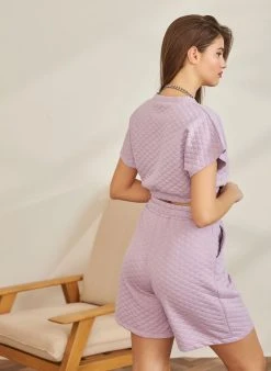 The Fashion Project Cropped κοντομάνικο καπιτονέ φούτερ - Λιλά -Κατάστημα TheFashionProject cropped kontomaniko kapitone fouter 88963 stou