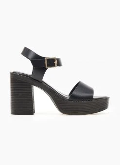 Πέδιλα με φιάπα δερμάτινα Tfp - Μαύρο -Κατάστημα TheFashionProject dermatina pedila tfp me xontro takouni 102870 bixt