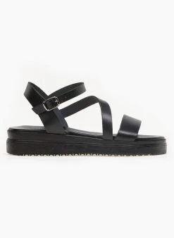 Flatforms δερμάτινα Tfp - Μαύρο -Κατάστημα TheFashionProject estil dermatina flatform pedila 91243 9hcs