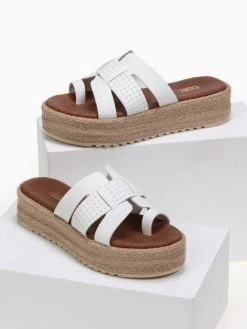 Flatforms δερμάτινα με ανοίγματα Estil - Λευκό -Κατάστημα TheFashionProject estil dermatina flatforms me anoigmata 90121 60f6