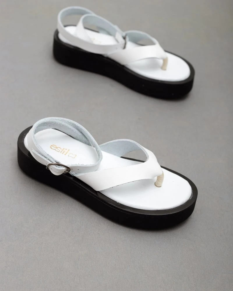 Flatforms δερμάτινα με μπαρέτα Estil - Λευκό 3 Flatforms δερμάτινα με μπαρέτα Estil - Λευκό