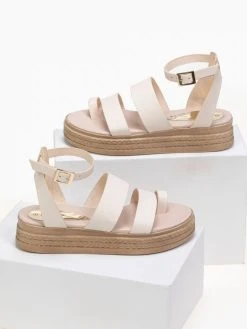 Flatforms με διπλή φάσα Estil - Ζαχαρί -Κατάστημα TheFashionProject estil dermatina pedila me dipli fasa 90154 r095