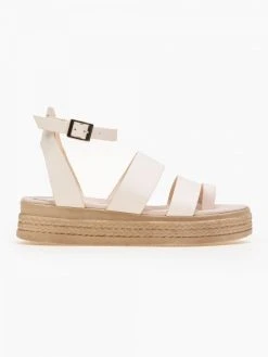 Flatforms με διπλή φάσα Estil - Ζαχαρί -Κατάστημα TheFashionProject estil dermatina pedila me dipli fasa 90154 trkk