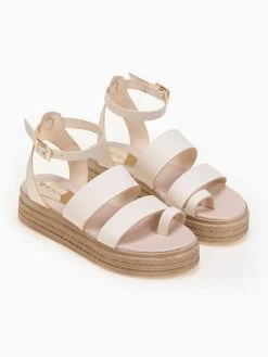 Flatforms με διπλή φάσα Estil - Ζαχαρί -Κατάστημα TheFashionProject estil dermatina pedila me dipli fasa 90154 yuv9