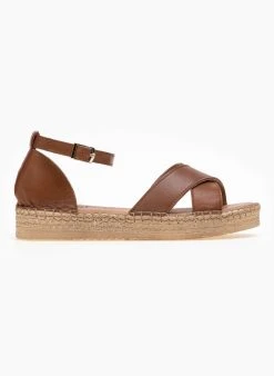 Flatforms δερμάτινα Crossover Estil - Ταμπά -Κατάστημα TheFashionProject estil dermatina sandalia me xiasti fases 89799 jz8z