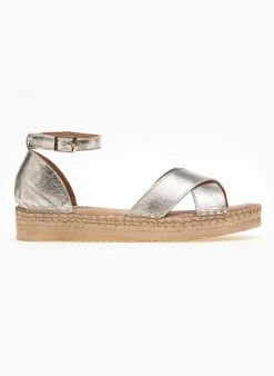 Flatforms δερμάτινα Crossover Estil - Χρυσό -Κατάστημα TheFashionProject estil dermatina sandalia me xiasti fases 89800 krlp