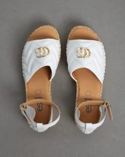 Flatforms καπιτονέ με μπαρέτα Estil - Λευκό -Κατάστημα TheFashionProject estil flatform kapitone pedila 93458 94ml