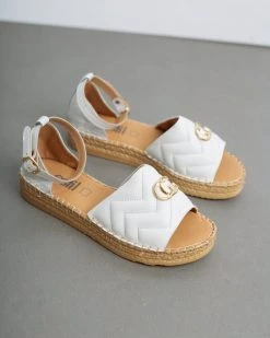 Flatforms καπιτονέ με μπαρέτα Estil - Λευκό -Κατάστημα TheFashionProject estil flatform kapitone pedila 93458 v0et