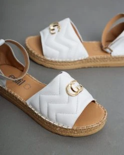 Flatforms καπιτονέ με μπαρέτα Estil - Λευκό -Κατάστημα TheFashionProject estil flatform kapitone pedila 93458 xuim