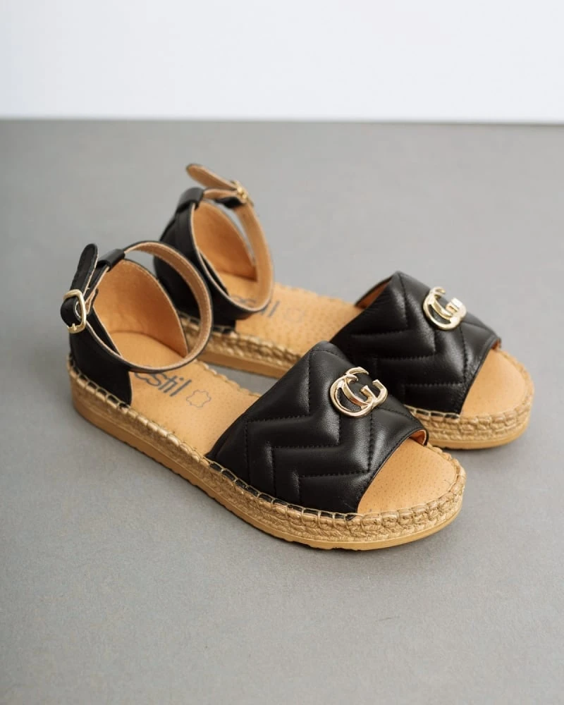 Flatforms καπιτονέ με μπαρέτα Estil - Μαύρο 5 Flatforms καπιτονέ με μπαρέτα Estil - Μαύρο - Image 3