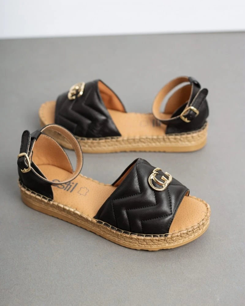 Flatforms καπιτονέ με μπαρέτα Estil - Μαύρο 3 Flatforms καπιτονέ με μπαρέτα Estil - Μαύρο