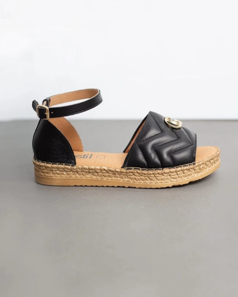 Flatforms καπιτονέ με μπαρέτα Estil - Μαύρο 4 Flatforms καπιτονέ με μπαρέτα Estil - Μαύρο - Image 2