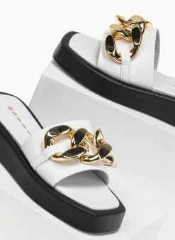 Flatforms με Oversized αλυσίδα Estil - Λευκό -Κατάστημα TheFashionProject estil flatform sandalia me oversize alusida 91846 rf5t