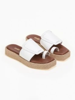 Flatforms δερμάτινα καρέ Estil - Λευκό -Κατάστημα TheFashionProject estil kare dermatina flatforms 90115 pk8f