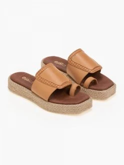 Flatforms δερμάτινα καρέ Estil - Κάμελ -Κατάστημα TheFashionProject estil kare dermatina flatforms 90118 09ca