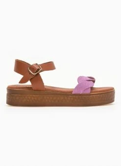 Flatform καστόρινα με μπαρέτα Estil - Λιλά -Κατάστημα TheFashionProject estil kastorina flatform pedila 90857 kudn
