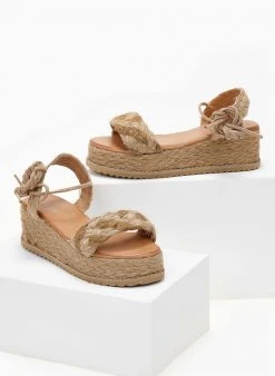 The Fashion Project Flatform πέδιλα με Lace Up δέσιμο - Πούρο -Κατάστημα TheFashionProject flatform pedila me lace up desimo 101548 4dwk