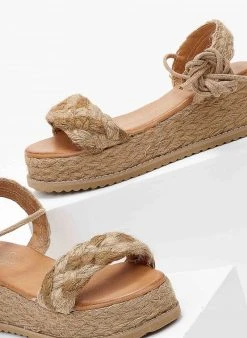 The Fashion Project Flatform πέδιλα με Lace Up δέσιμο - Πούρο -Κατάστημα TheFashionProject flatform pedila me lace up desimo 101548 5rks