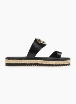 The Fashion Project Flatforms με μεταλλικό στοιχείο - Μαύρο -Κατάστημα TheFashionProject flatform sandalia me metalliko stoixeio 92449 vdyl