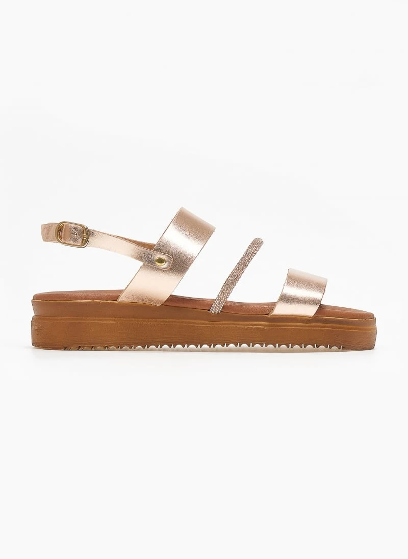 Flatforms δερμάτινα με Strass Estil - Χαλκός 3 Flatforms δερμάτινα με Strass Estil - Χαλκός