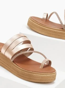 Flatforms δερμάτινα με λοξό στρας λουράκι Tfp - Χαλκός