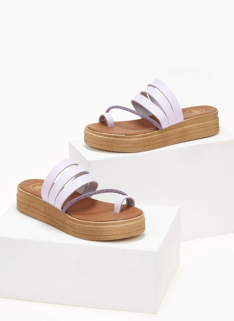 Flatforms δερμάτινα με λοξό στρας λουράκι Tfp - Λιλά 7 Flatforms δερμάτινα με λοξό στρας λουράκι Tfp - Λιλά - Image 5