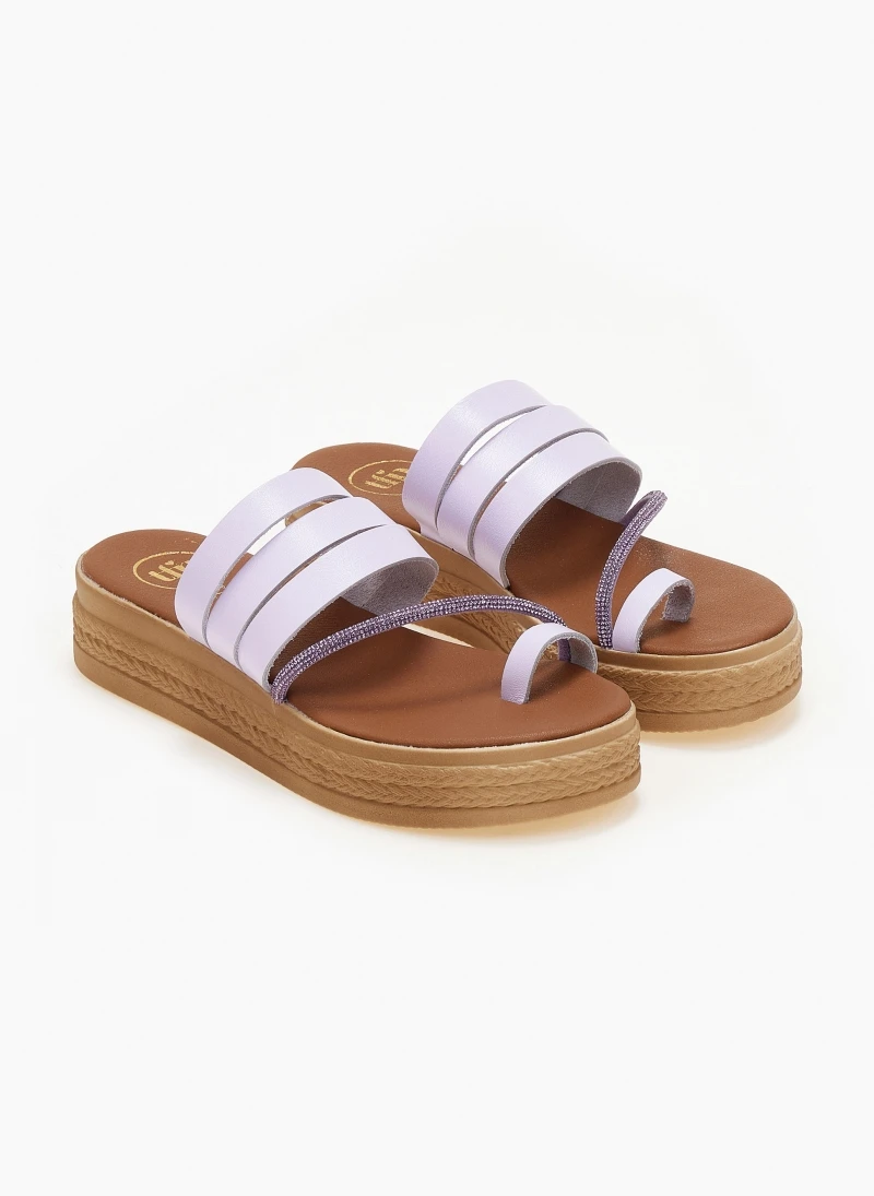 Flatforms δερμάτινα με λοξό στρας λουράκι Tfp - Λιλά 4 Flatforms δερμάτινα με λοξό στρας λουράκι Tfp - Λιλά - Image 2