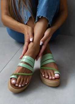 Flatforms δερμάτινα με λοξό στρας λουράκι Tfp - Βεραμάν