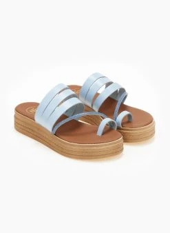 Flatforms δερμάτινα με λοξό στρας λουράκι Tfp - Γαλάζιο -Κατάστημα TheFashionProject flatforms dermatina tfp me lokso strass louraki 105852 nkaz