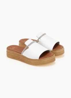 Flatforms δερμάτινα με στρας λουράκι Tfp - Λευκό