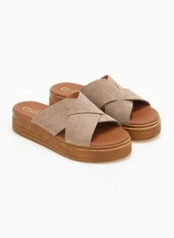 Flatforms καστόρινα Estil - Τάουπε -Κατάστημα TheFashionProject flatforms kastorina estil 110490 kozg