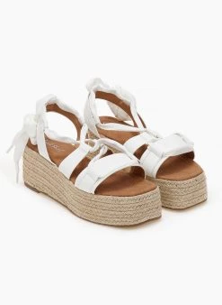 The Fashion Project Flatforms Lace Up με σχοίνινη σόλα - Λευκό -Κατάστημα TheFashionProject flatforms lace up me sxoinini sola 101461 c8kf