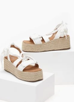 The Fashion Project Flatforms Lace Up με σχοίνινη σόλα - Λευκό -Κατάστημα TheFashionProject flatforms lace up me sxoinini sola 101461 nnmw