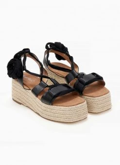 The Fashion Project Flatforms Lace Up με σχοίνινη σόλα - Μαύρο -Κατάστημα TheFashionProject flatforms lace up me sxoinini sola 101462 lccg