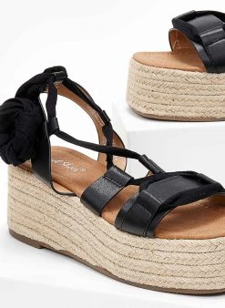 The Fashion Project Flatforms Lace Up με σχοίνινη σόλα - Μαύρο -Κατάστημα TheFashionProject flatforms lace up me sxoinini sola 101462 mjr8