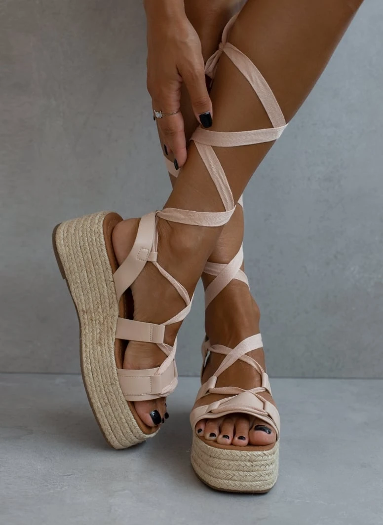 The Fashion Project Flatforms Lace Up με σχοίνινη σόλα - Μπεζ 6 The Fashion Project Flatforms Lace Up με σχοίνινη σόλα - Μπεζ - Image 4